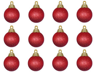 Weihnachtskugel B1 glitter rot, Ø 4cm, 12 Stück