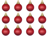 Weihnachtskugel B1 glitter rot, Ø 4cm, 12 Stück