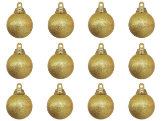 christmas ball B1 glitter gold, Ø 4cm, 12 pcs.