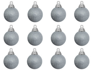 boule de Noël B1 scintillant argenté, Ø 4cm, 12 pcs.
