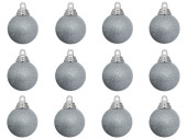 christmas ball B1 glitter silver, Ø 4cm, 12 pcs.
