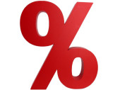 % - Zeichen Styrofoam rot, H 60cm, L 50cm, T 8cm