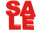Text "SALE" 4-teilig Styro rot, H 40cm, L 150cm, T 8cm