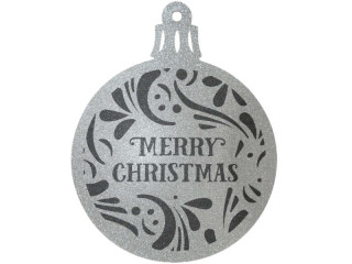 Weihnachtskugel 2D "Merry Christmas" silber/schwarz B 40 x H 50cm