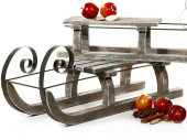 Schlitten"Antik" Holz/Metall braun/grau, L 38,5cm