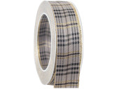 Band Karo mit Goldkante grau B 40mm x L 20m