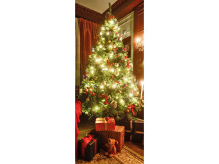 Textilbanner beleuchteter Weihnachtsbaum Nostalgie 75x180cm, Schlauchnaht oben+unten
