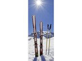 Textilbanner Ski in Schnee 75x180cm, blau-weiss,...