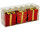 Geschenkpäckchen zum Hängen rot/gold glitter, 6 x 6cm, 3 Stück