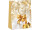 Geschenktasche "Päckchen/Kugeln" weiss/gold, 17,8 x 9,8 x 22,9cm, mit goldfarbener Kordel