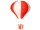 Heissluftballon "XL" Ø 80cm x H 100cm rot-weiss