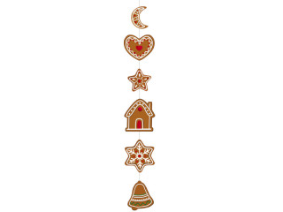Lebkuchen-Haus-Hänger Karton flach beidseitig 6-tlg. B 16 x H 105cm