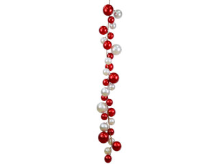 Kugel-Girlande Candy rot/weiss, L 180cm, 30 Kugeln