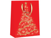 Geschenktasche "Tanne Deluxe" rot/gold, versch....