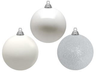 christmas ball B1 white, various sizes/versions