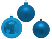 boule de Noël plastique bleu cobalt, diff. versions