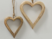 Holz-Herzen zum Hängen 2er Set, je 1 Stück H 14 + 19cm
