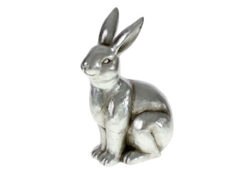 Hase sitzend Magnesia silber 30 x 18 x H 41cm