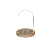 Glashaube auf Holzsockel natur, mit LED, H 16,5cm,...