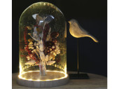 Glashaube auf Holzsockel natur, mit LED, H 24,5cm, Ø 17cm