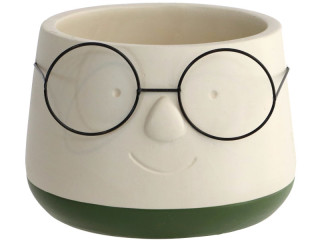 Blumentopf Gesicht/Brille Ø 15cm, H 12,5cm
