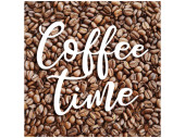 Textilbanner "Coffee-Time" 75 x 75cm, braun-weiss, Schlauchnaht oben+unten