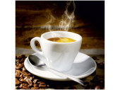 Textilbanner "Espresso-Tasse" 75 x 75cm, braun-weiss, Schlauchnaht oben+unten