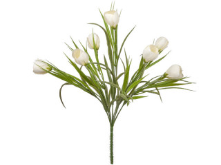 Krokusbusch mit 7 Blüten, H 38cm, Ø 25cm, zum Stecken, weiss