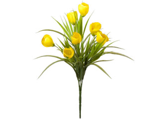Krokusbusch mit 7 Blüten, H 38cm, Ø 25cm, zum Stecken, gelb