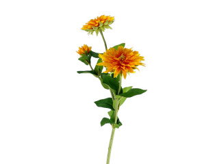 Gazanieblume 3-tlg. gelb, L 62cm, 2 Blüten, 1 Knospe