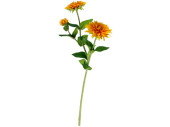 Gazanieblume 3-tlg. gelb, L 62cm, 2 Blüten, 1 Knospe