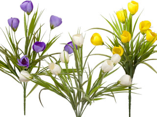 Krokusbusch mit 7 Blüten, H 38cm, Ø 25cm, zum Stecken, versch. Farben