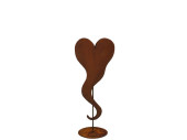 Herz "Curl" auf Platte rosteffekt Metall, mit Öffnung, H 65 x B 28cm