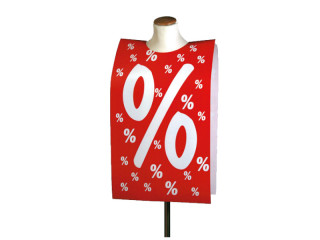 Poncho "%-Zeichen" rot/weiss 40 x 138cm, Papier, für Büsten oder Mannequins