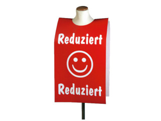 Poncho "Reduziert" rot/weiss 40 x 138cm, Papier, für Büsten oder Mannequins