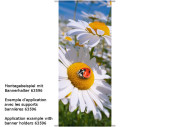 Textilbanner "Margeriten mit Marienkäfer" weiss/gelb, 75x180cm, Schlauchnaht oben+unten