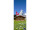Textilbanner "Hütte mit Matterhorn" grün/blau, 75x180cm, Schlauchnaht oben+unten