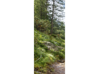 Textilbanner "Bergwiese 1" grün/braun, 75x180cm, Schlauchnaht oben+unten