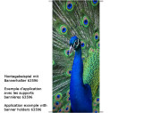 Textilbanner "Pfau mit Rad" blau/grün,...