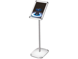 Info-Board Alu DIN A4 H 100cm, hoch + quer wechselbar, mit Fuss und Alu-Klapprahmen