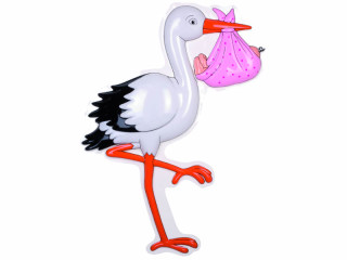 Storchendeko "Baby Mädchen" 75 x 59cm, PVC tiefgezogen