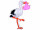 Storchendeko "Baby Mädchen" 75 x 59cm, PVC tiefgezogen