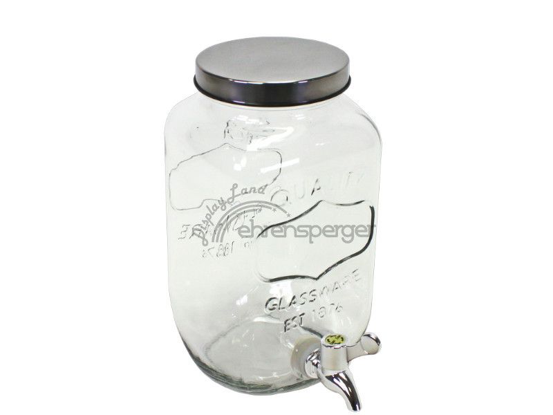 Getränkespender Glas 3,5L mit Chromdeckel/-hahn, 14 x 26,5cm, sFr