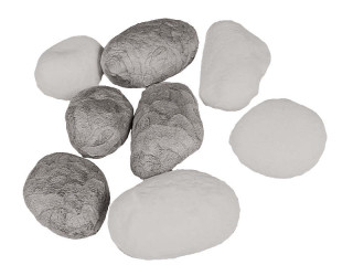 Steine "Mix" 8 - 10cm weiss und grau, Kunststoff, 8-tlg.