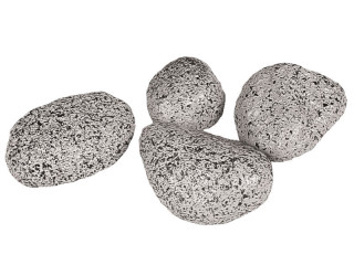 Steine "Flusskiesel gross" 8 - 14cm grau gesprenkelt, Kunststoff, 4 Stück