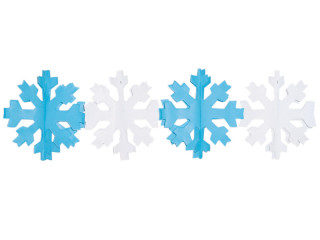 guirlande de cristaux de neige 300cm Ø 15cm, blanc-bleu, papier difficilement inflammable