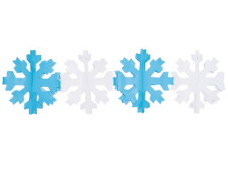 snow crystal garland 300cm Ø 15cm, white-blue, paper flame retardant