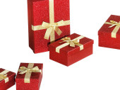 Geschenkboxen-Set Schleifen rot/gold, 5-tlg....
