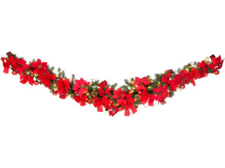 Bogengirlande geschmückt mit Poinsettias, L 180cm, Ø 30cm, 126 LEDs