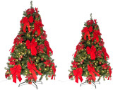 Weihnachtsbaum geschmückt mit Poinsettias und Licht,...